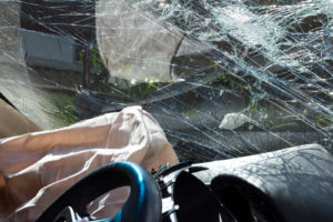 Windshield shattered after car accident